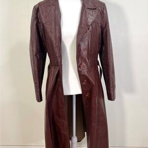 Burgundy Leather Trench Coat